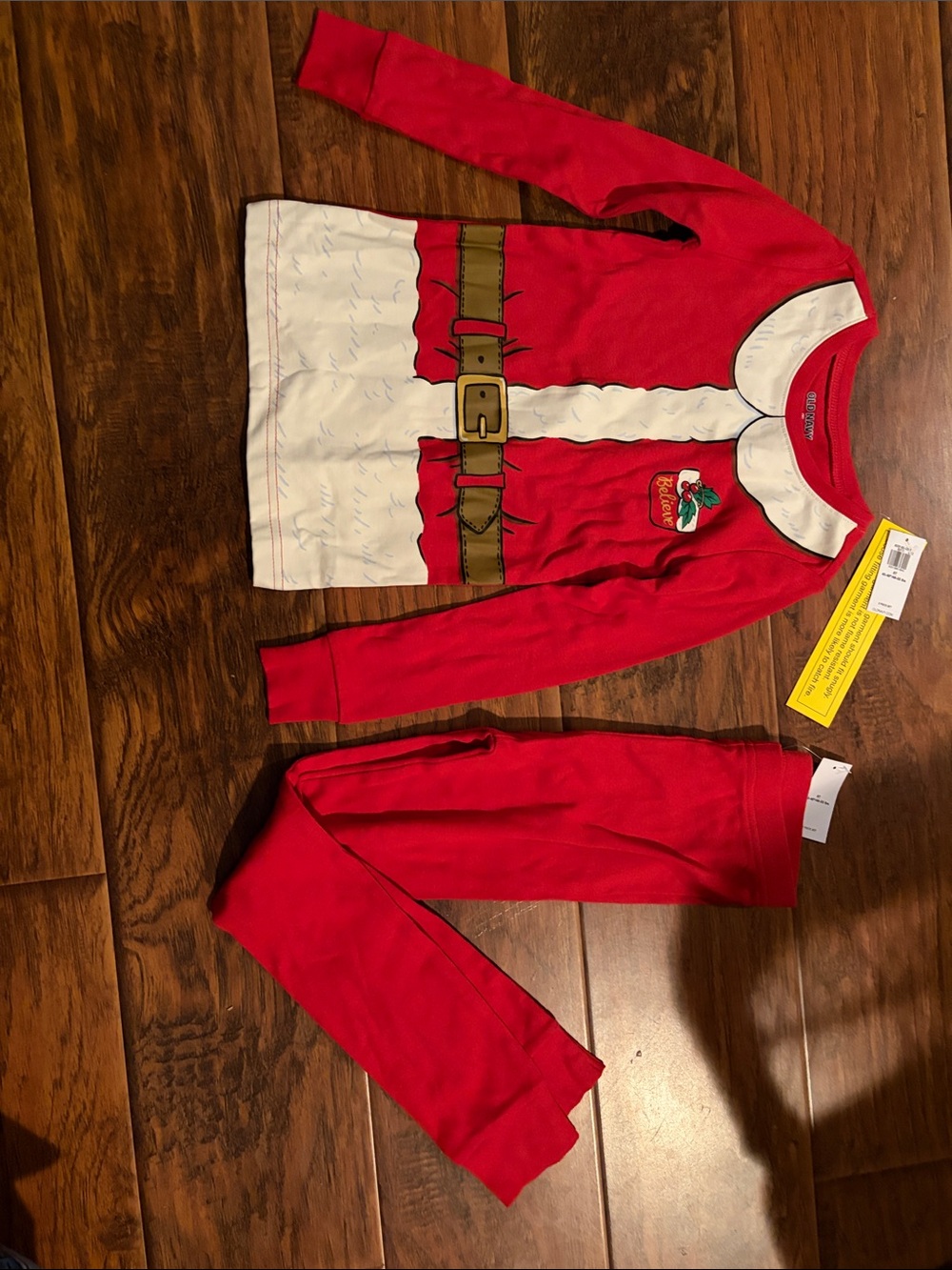 Old Navy Red Santa-Style Kids Pajama Set with Belt Graphic